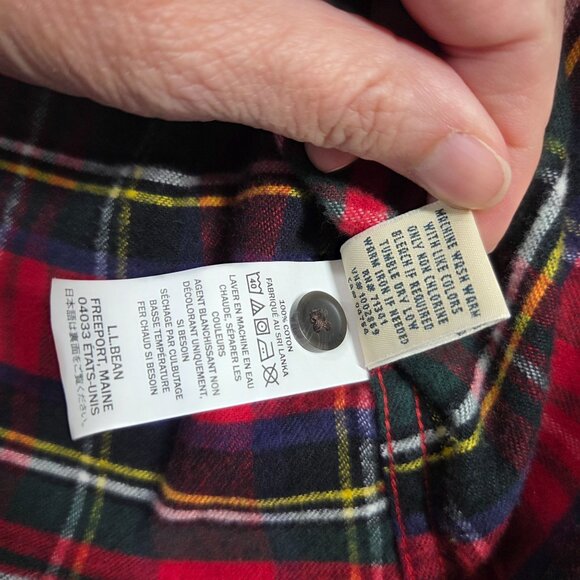 LL Bean Top Womens XL Petite Red Scotch Plaid Flannel Button Up Shirt - Picture 5 of 8